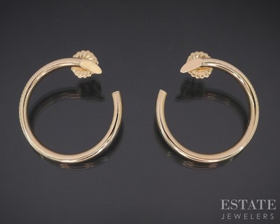 14 Karat Gelbgold 4 mm glatte nach vorne gerichtete Creolen Damen Ohrringe 5,3 g I18324b