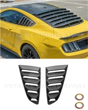 For 15-Up Ford Mustang | Matte Black Rear Side Quarter Window Vent Louver Cover