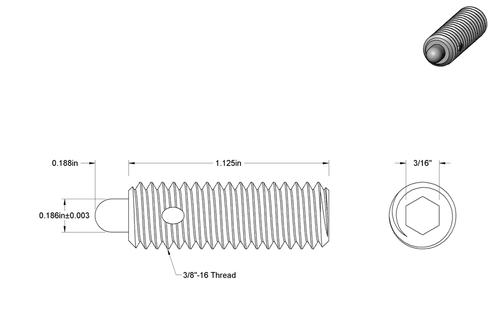 McMaster-Carr 3/8-16 Long Nose Spring Plunger Steel W/ Plastic Nose 5.5-14.5 LB - Picture 6 of 6