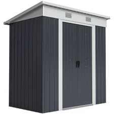 6' x 4' Metal Outdoor Storage Tool Garden Shed w/ 2 Air Vents for Backyard