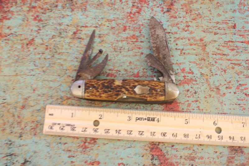 1920's Vintange Remington UMC USA Jigged Bone 4 Blade Scout Camp Knife PARTS