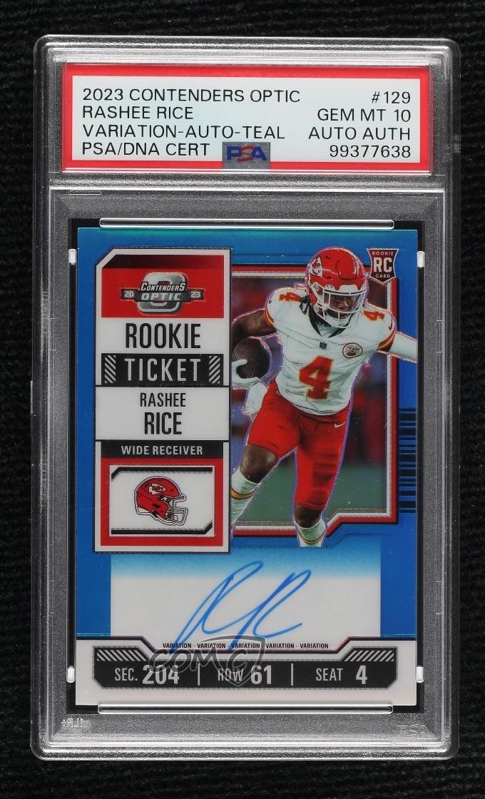 Rashee Rice Panini Contenders Optic #129 Autograph-Teal