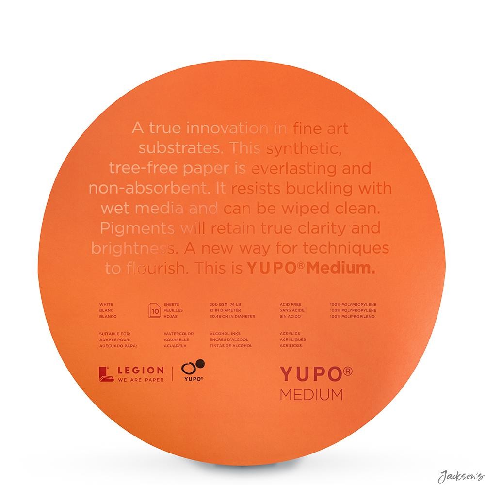 Yupo Round Watercolour Paper Synthetic Polypropylene 12in 10 Sheets White