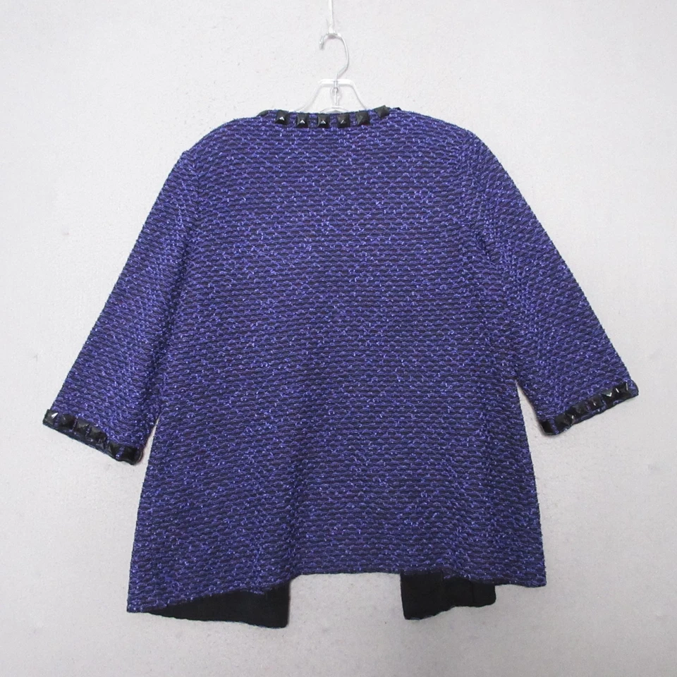 Cárdigan Ming Wang Zafiro Grande Púrpura Adornado Tachonado Estilo Atemporal Foto 2 de 4