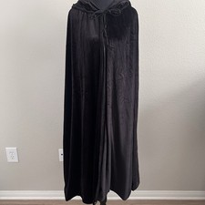 Velvet Satin Hooded Black Cape Cloak Whimsigoth Goth Cosplay Witchy One Size