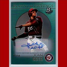 Juan Soto Auto #/50 Etchings 2021 Bowman Platinum #PET-5 Washington Nationals