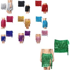 Women Fringe Skirt Sparkly Hip Scarf Tassel Hip Wrap Belly Dance Hip Skirts