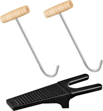 Cunhill 3 Pieces Cowboy Boot Hooks Long Shoes Pull and Boot Puller Set with Long