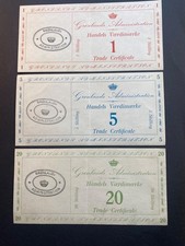Greenland ND (1942) 1, 5, and 2 Skilling, AU, Military Trade Certificate SCARCE