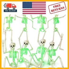 Freestanding Light Up Skeletons - 16 Inch Poseable Halloween Decor Set of 8