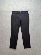 St Johns Bay Men Pant 32 Black Straight Leg Chino Flat Front Mid Rise Stretch