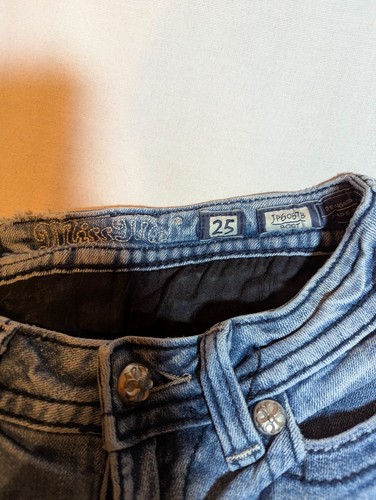 Miss Me Jeans Women's 25 Boot Cut Sequin Pockets Western Cowgirl Denim Blue - Picture 11 of 12