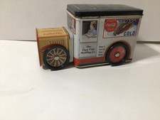 VTG Coca Cola Delivery Truck Collectible Tin w/ Opening Lid & Moving Wheels 1996