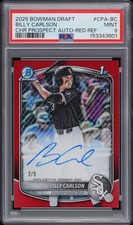 2025 Bowman Draft Billy Carlson 1st True Red Auto #2/5 White Sox 💎