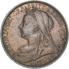 1896 Penny - Victoria British Bronze Coin - Very Nice