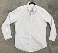 Mizzen+Main Shirt Mens XL Blue Check Leeward Trim Fit Performance Dress