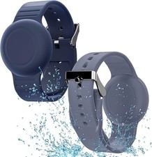 Waterproof Bracelet Compatible with Airtag for Kids 2 Grey Blue/Navy Blue