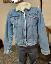 Levi's Jacket Sherpa Denim Jean Ranch Coat Light Wash Trucker Size M Women's