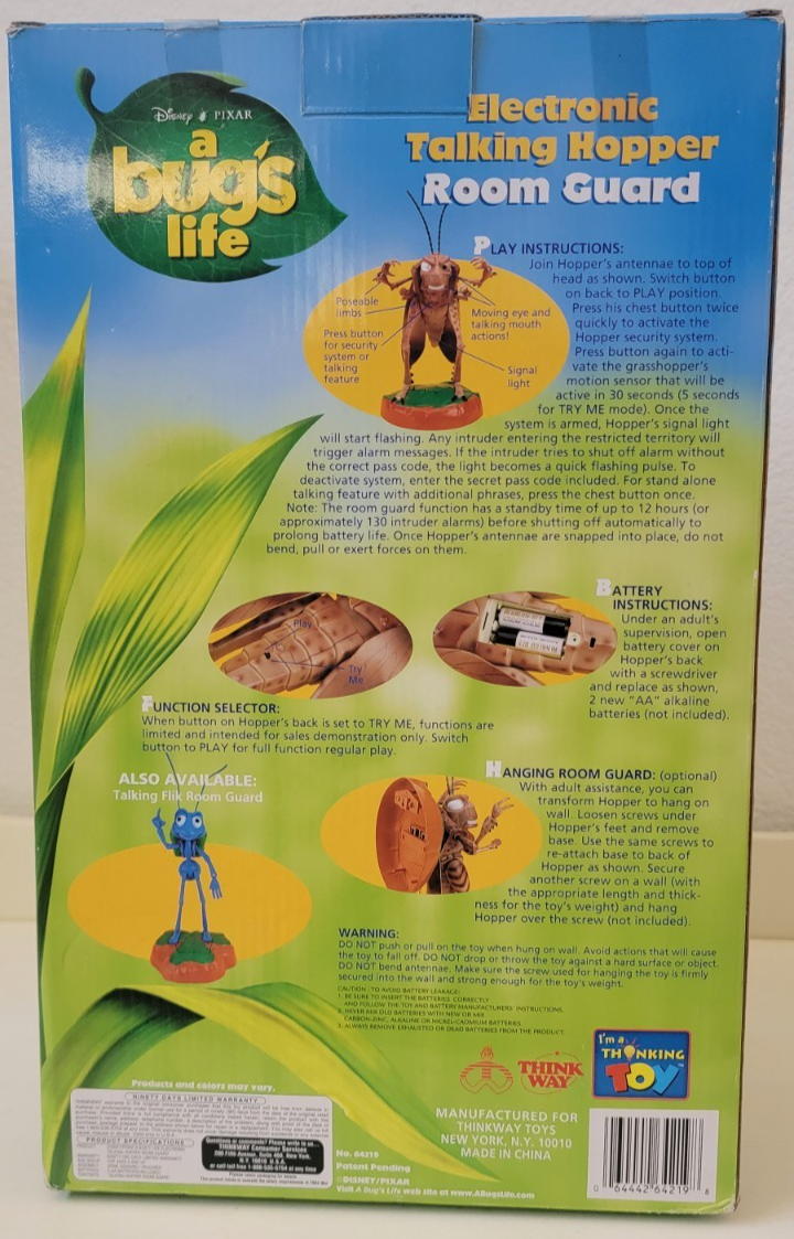 RARE 1998 Disney Pixar Bug's Life Electronic Talking Hopper Room