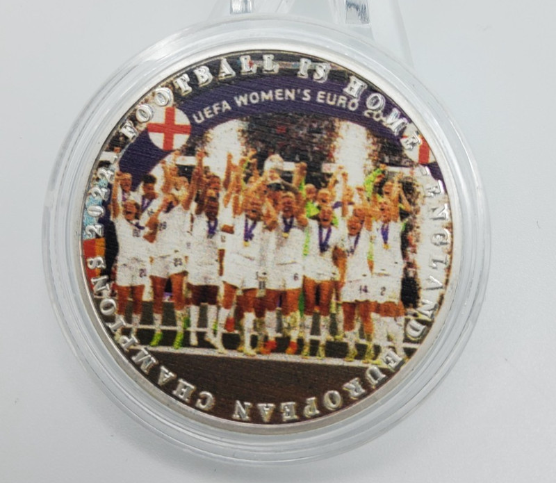 England Women Euro 2022 Champions signed Coin Medal Soccer Collectible UEFA