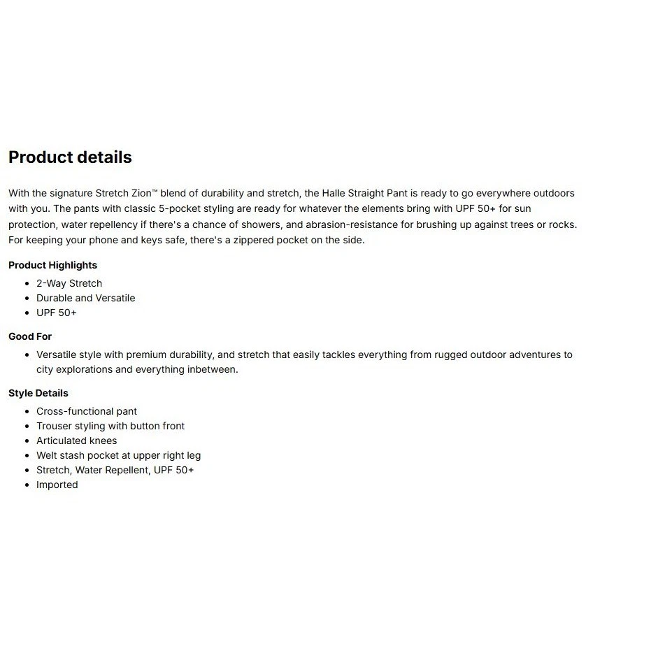 Pantalón Recto Prana Halle Mujer 10 Regular Verde Senderismo Aire Libre Convertible Foto 3 de 4