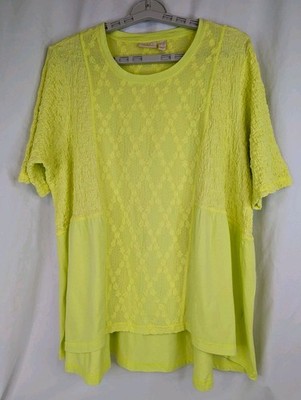 Tunic LOGO Lavish Embroidery A647335 Bright Yellow Top Ruffle Rouch QVC 1X 