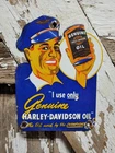 VINTAGE HARLEY DAVIDSON PORCELAIN SIGN MOTORCYCLE DEALER SALES ENGINE SERVICE