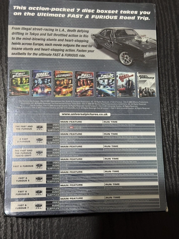 Fast And Furious 7 Movie Collection Dvd Boxset Brand New Sealed  - Image 2 of 4