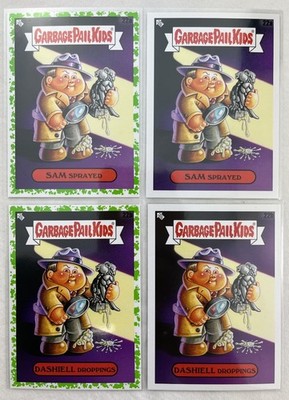 4 Card Lot Garbage Pail Kids Booger Green Sam Sprayed 22a Dashiell Droppings 22b