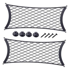2 Pcs Small Cargo Net Pocket Elastic Mesh Netting Car Mesh Pouch with Screws