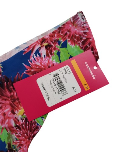 ***NEW*** $24 COMMANDO WOMENS PINK DAHLIA CLASSIC THONG PRINT PANTIES SIZE S/M - Picture 4 of 5