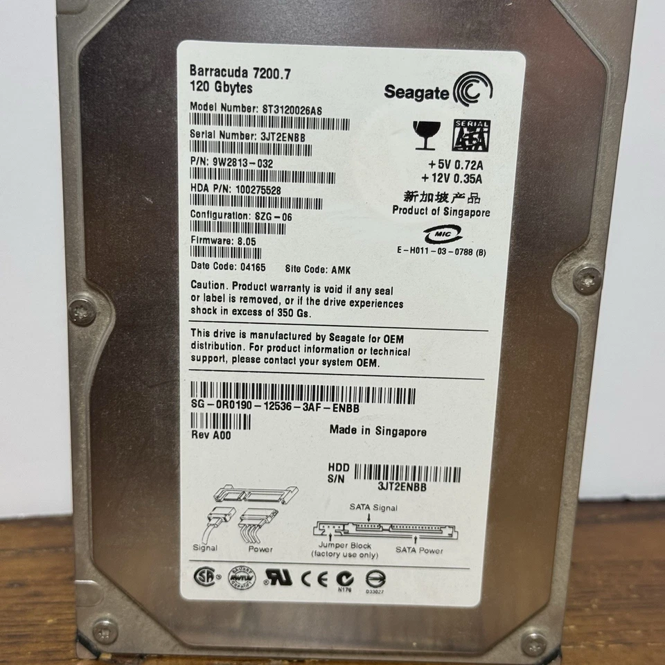 Hard Drive Seagate Barracuda 7200.7 ST3120827AS 120GB 3.5" TESTED WORKING - Image 2 of 4