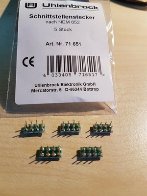 Uhlenbrock 71651 8-pol. Schnittstellenstecker nach NEM 652 Beutel=5 Stk. NEU OVP