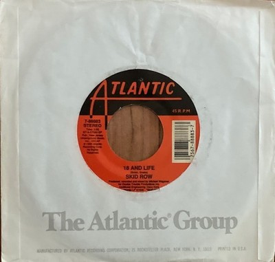 SKID ROW  18 and Life / Midnight Tornado  45 from 1989