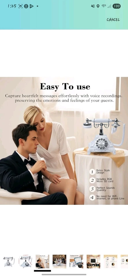 Audio Libro de Invitadas Boda Teléfono, Audio Libro de Visitas Teléfono Estilo Vintage Audio Mensaje Foto 3 de 4