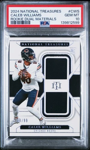 2024 NATIONAL TREASURES DUAL MATERIALS #CWS CALEB WILLIAMS ROOKIE 28/99 PSA 10