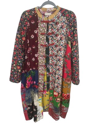 Luan Zai Jiang Nan M-L Floral Trench Coat Jacket Chinese Style Patchwork Outwear