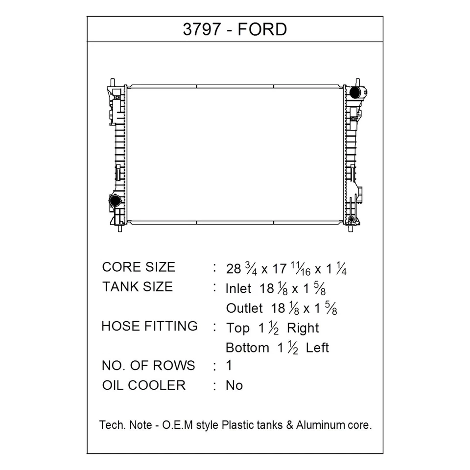 For Ford Taurus 2013-2019 CSF 3797 Engine Coolant Radiator Foto 2 de 2