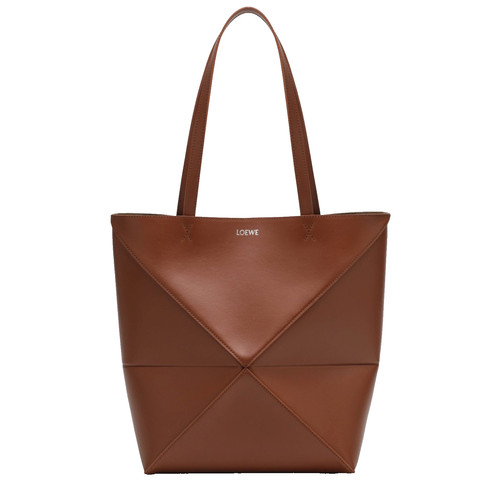 LOEWE $2350 Puzzle Fold Medium Shiny Calfskin Tote Bag New & Authentic
