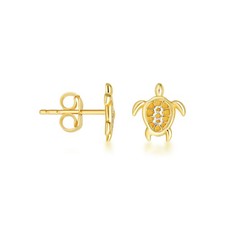 14K Two-Tone Gold Sea Turtle Stud Earrings