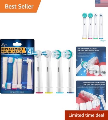 Orthodontic Care 4-Pack: Soft Nylon Brush Heads for Oral-B Electric Toothbrush