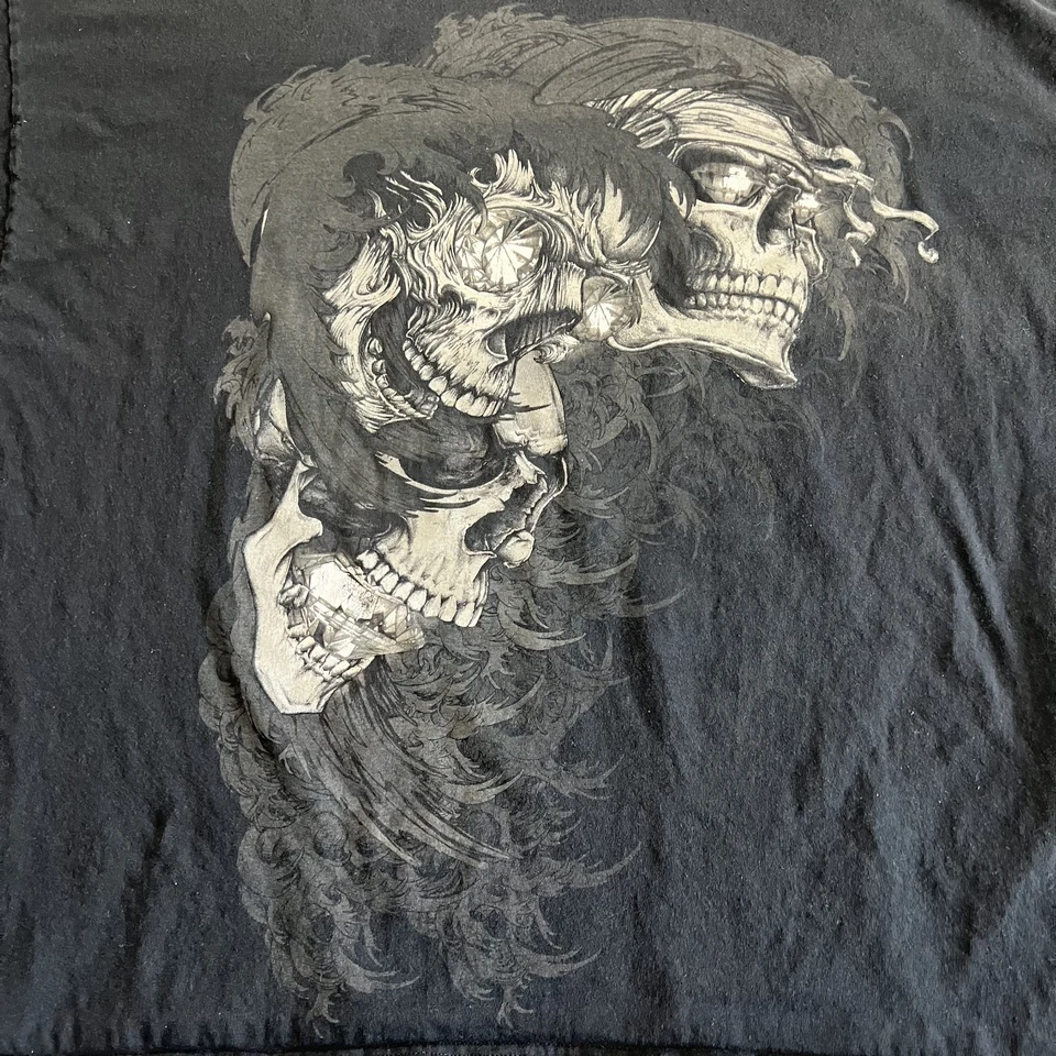 Vintage Hybrid Skull Tribal T-Shirt Mens 4XL Black Goth Jesse Pinkman Emo Y2K - Image 3 of 4