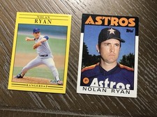 Nolan Ryan 1986 Topps #100 & 1991 Fleer #302 VG + Bonus Michael Jordan ‘91 Fleer