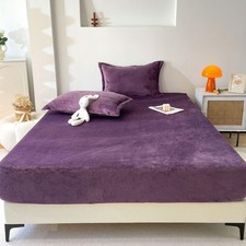 Luxurious Velvet Fitted Sheets All-Season Milk Plush Bedding 15" Deep Pockets...
