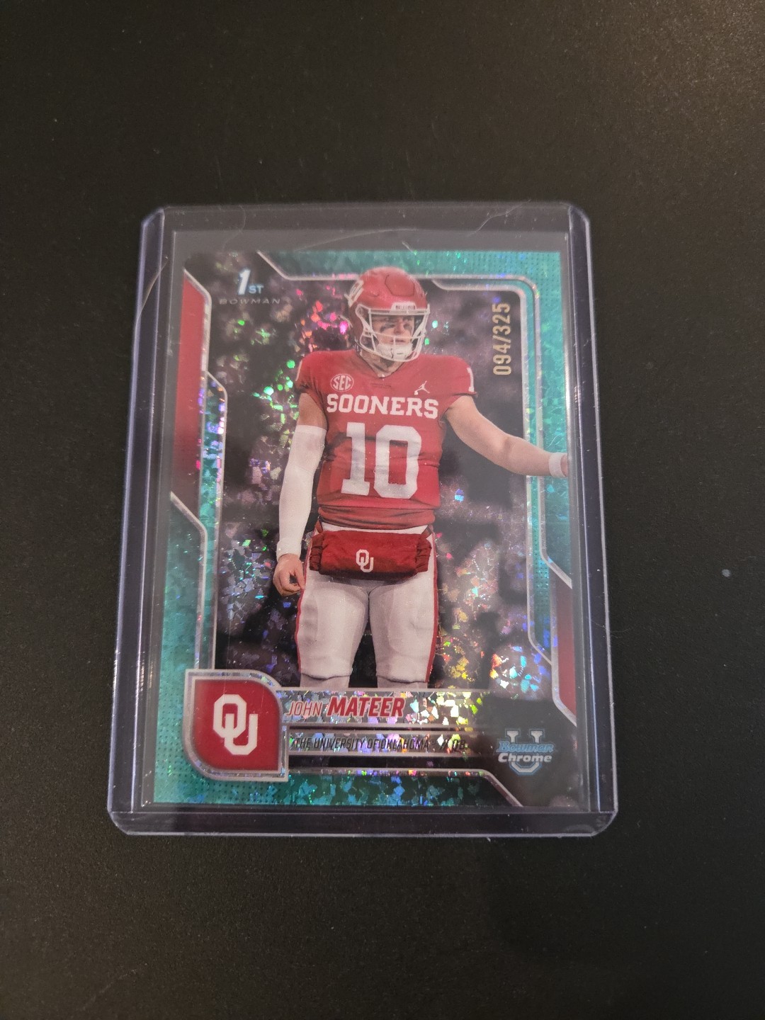 JOHN MATEER 2025 BOWMAN CHROME U 1ST BOWMAN AQUA Mini Diamonds #/325 Oklahoma