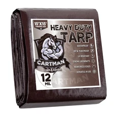 CARTMAN Finished Size 15x15 Feet Extra Thick 12 Mil Heavy Duty Poly Tarp,