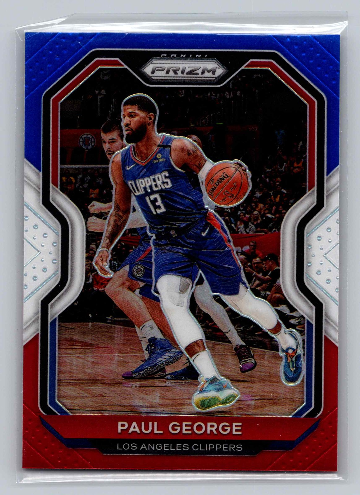 2020-21 Panini Prizm #14 Paul George Red, White and Blue Prizms