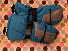 Gordini - Kids Snow Gloves Mittens w/ Side Zipper Blue/Black - LARGE - EXCELLENT