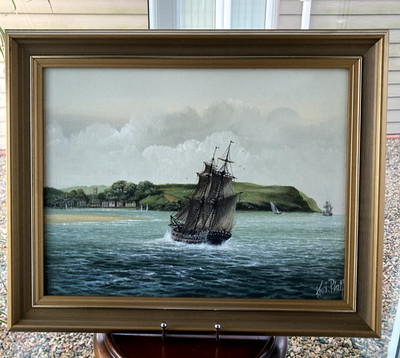 Kevin Platt Original maritimes Gemälde auf Leinwand 16''x12'' plus Rahmen