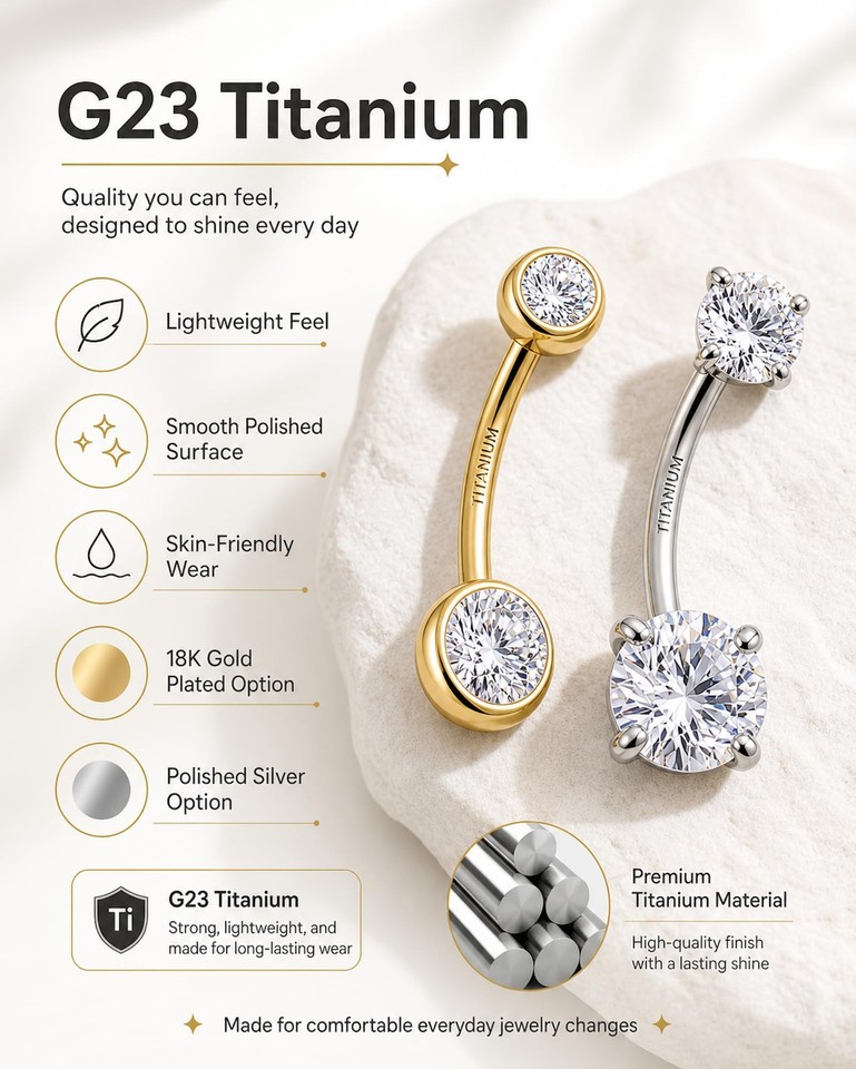 RIYSGHNQ G23 Titanium Belly Button Ring 14G Internally Threaded Navel ...